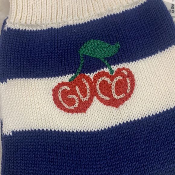 Gucci Blue and White Knitted Ankle Socks With Cherries 🍒 - Picture 2 of 6